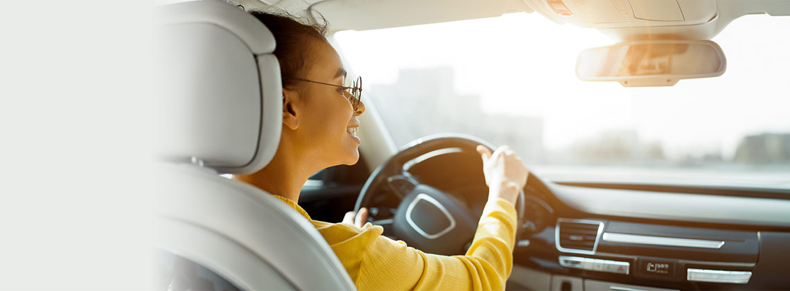 Smiling driver in car