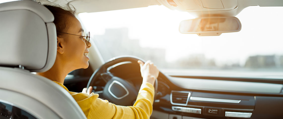 Smiling driver in car