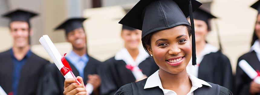 Graduates with diplomas